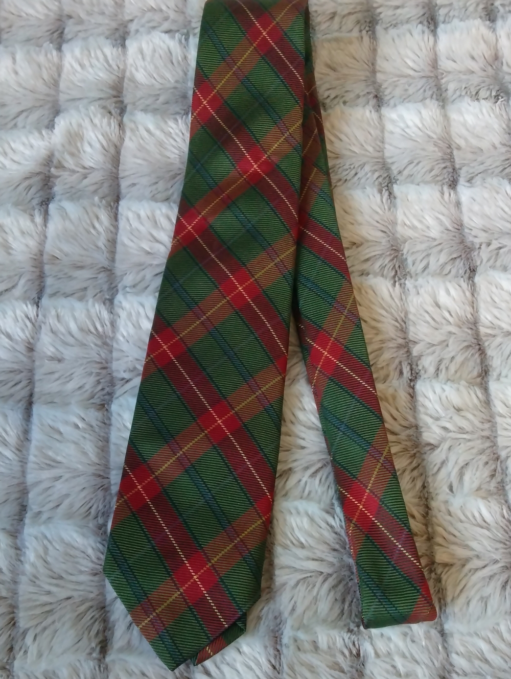 Ralph Lauren Green and Red Plaid Tartan Tie